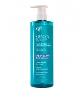 Ducray Gel Espuma Keracnyl, limpa e purifica a pele oleosa de tendência acneica 400 ml