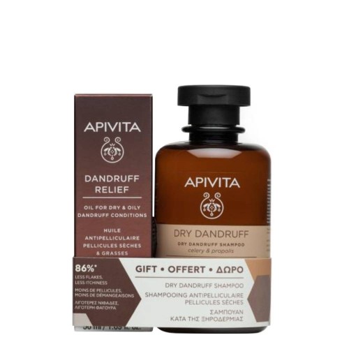 Apivita Dandruff Relief Óleo Caspa Seca e Oleosa 50ml + OFERTA Dry Dandruff Shampoo Anticaspa Seca 250ml 