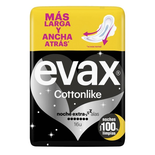 Evax Cottonlike Noite Extra Pensos Higiénicos com Abas 16 unidades