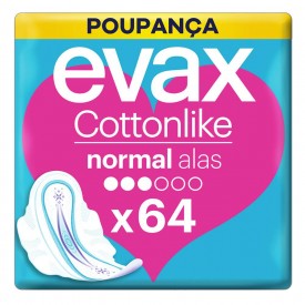 Evax Cottonlike Normal Pensos Higiéncos com Abas 64 unidades