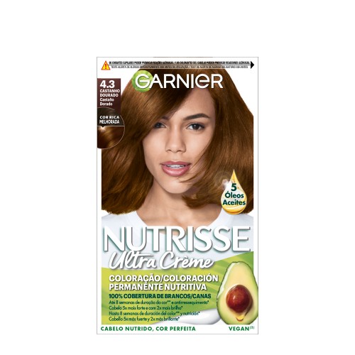 Garnier Nutrisse Coloração Permanente 4.3 Castanho Dourado