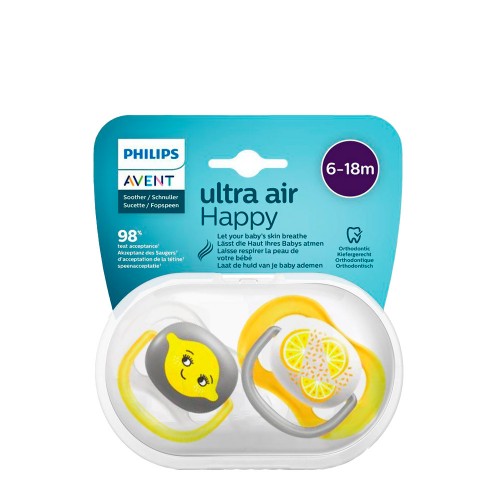 Philips Avent Ultra Air Happy Chupeta Limão 6-18m Duo