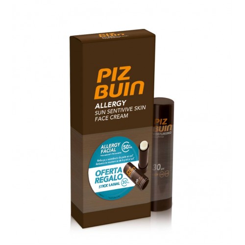 Piz Buin Allergy Creme Facial Pele Sensível ao Sol SPF50+ 50ml + OFERTA Stick Labial SPF30 4.9g