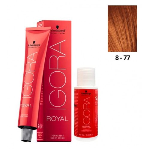 Schwarzkopf Igora Royal 8-77 Louro Claro Cobre Extra 60ml + Oxidante 20V